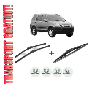 Set 3 stergatoare HONDA CR-V II (RD_) din 2001 - 2007, pentru parbriz si luneta fata si spate auto, Bosch Twin, din cauciuc siliconat rezistent, 4 Stickere Auto HONDA