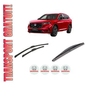 Set 3 stergatoare HONDA CR-V VI (RS_, RY_) din 2023, pentru parbriz si luneta fata si spate auto, Bosch Twin-Aerotwin Retrofit, din cauciuc siliconat rezistent, 4 Stickere Auto HONDA