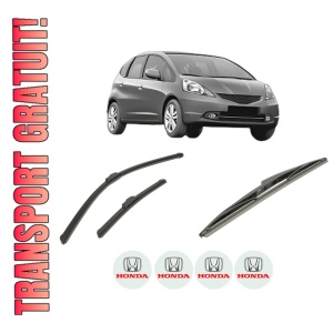 Set 3 stergatoare HONDA JAZZ III (GE_, GG_, GP_, ZA_) din 2008-2014, pentru parbriz si luneta fata si spate auto, Bosch Twin-Aerotwin Retrofit, din cauciuc siliconat rezistent, 4 Stickere Auto HONDA