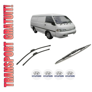 Set 3 stergatoare HYUNDAI H-1 Van (A1) din 2000-2007, pentru parbriz si luneta fata si spate auto, Bosch Twin-Aerotwin Retrofit, din cauciuc siliconat rezistent, 4 Stickere Auto HYUNDAI