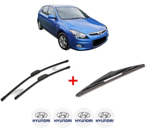 Set 3 stergatoare HYUNDAI i30 (FD) din 2007 - 2011, pentru parbriz si luneta fata si spate auto, Bosch Twin, din cauciuc siliconat rezistent, 4 Stickere Auto HYUNDAI v3984