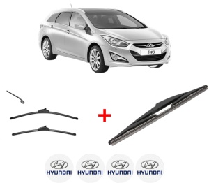Set 3 stergatoare HYUNDAI i40 I CW (VF) din 2011 - 2019, pentru parbriz si luneta fata si spate auto, Valeo Silencio, din cauciuc siliconat rezistent, 4 Stickere Auto HYUNDAI v13168