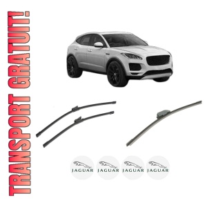 Set 3 stergatoare JAGUAR E-PACE (X540) din 2017-2024, pentru parbriz si luneta fata si spate auto, Bosch Aerotwin-Aerotwin, din cauciuc siliconat rezistent, 4 Stickere Auto JAGUAR