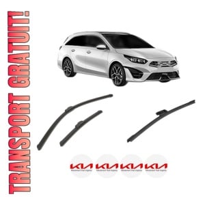 Set 3 stergatoare KIA CEE'D Combi Van (JD) din 2012-2018, pentru parbriz si luneta fata si spate auto, Bosch Aerotwin-Aerotwin Retrofit, din cauciuc siliconat rezistent, 4 Stickere Auto KIA