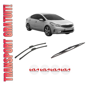 Set 3 stergatoare KIA CERATO IV Saloon (BD, BDM) din 2018, pentru parbriz si luneta fata si spate auto, Bosch Twin-Aerotwin Retrofit, din cauciuc siliconat rezistent, 4 Stickere Auto KIA