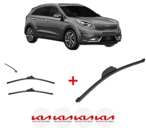 Set 3 stergatoare KIA NIRO VAN (DE) din 2016, pentru parbriz si luneta fata si spate auto, Valeo Silencio, din cauciuc siliconat rezistent, 4 Stickere Auto KIA v11843