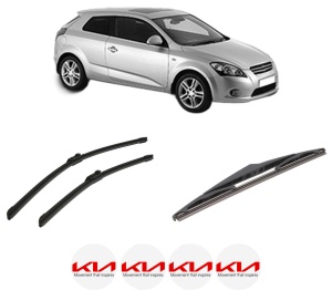 Set 3 stergatoare KIA PRO CEE'D (ED) din 2008-2013, pentru parbriz si luneta fata si spate auto, Bosch Twin-Aerotwin, din cauciuc siliconat rezistent, 4 Stickere Auto KIA - Img 2
