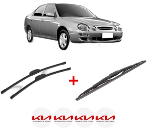 Set 3 stergatoare KIA SHUMA I (FB) din 1997 - 2001, pentru parbriz si luneta fata si spate auto, Bosch Twin, din cauciuc siliconat rezistent, 4 Stickere Auto KIA v11069