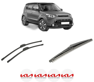 Set 3 stergatoare KIA SOUL II (PS) din 2014-2018, pentru parbriz si luneta fata si spate auto, Bosch Twin-Aerotwin Retrofit, din cauciuc siliconat rezistent, 4 Stickere Auto KIA - Img 2