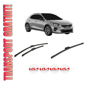 Set 3 stergatoare KIA XCEED Van (CD) din 2019-2020, pentru parbriz si luneta fata si spate auto, Bosch Aerotwin-Aerotwin Retrofit, din cauciuc siliconat rezistent, 4 Stickere Auto KIA