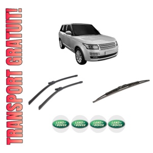 Set 3 stergatoare LAND ROVER RANGE ROVER IV (L405) din 2012-2021, pentru parbriz si luneta fata si spate auto, Bosch Twin-Aerotwin, din cauciuc siliconat rezistent, 4 Stickere Auto LAND ROVER