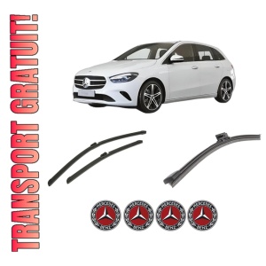 Set 3 stergatoare MERCEDES-BENZ B-CLASS Sports Tourer (W247) din 2018-2021, pentru parbriz si luneta fata si spate auto, Bosch Aerotwin-Aerotwin, din cauciuc siliconat rezistent, 4 Stickere Auto MERCEDES-BENZ