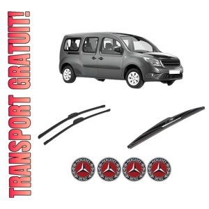 Set 3 stergatoare MERCEDES-BENZ CITAN MPV (W415) din 2012-2021, pentru parbriz si luneta fata si spate auto, Bosch Twin-Aerotwin Retrofit, din cauciuc siliconat rezistent, 4 Stickere Auto MERCEDES-BENZ