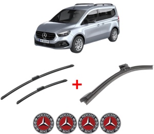 Set 3 stergatoare MERCEDES-BENZ CITAN Tourer (W420) din 2021, pentru parbriz si luneta fata si spate auto, Bosch Aerotwin, din cauciuc siliconat rezistent, 4 Stickere Auto MERCEDES-BENZ v5489