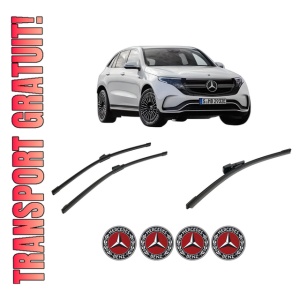 Set 3 stergatoare MERCEDES-BENZ EQC (N293) din 2019-2023, pentru parbriz si luneta fata si spate auto, Bosch Aerotwin-Aerotwin, din cauciuc siliconat rezistent, 4 Stickere Auto MERCEDES-BENZ