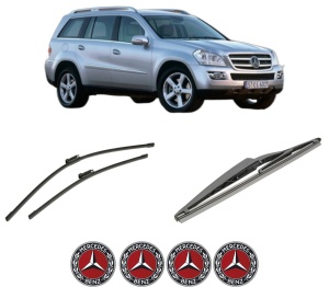 Set 3 stergatoare MERCEDES-BENZ GL-CLASS (X164) din 2006-2012, pentru parbriz si luneta fata si spate auto, Bosch Twin-Aerotwin, din cauciuc siliconat rezistent, 4 Stickere Auto MERCEDES-BENZ - Img 2