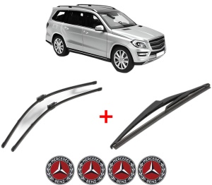Set 3 stergatoare MERCEDES-BENZ GL-CLASS (X166) din 2012 - 2015, pentru parbriz si luneta fata si spate auto, Valeo Silencio, din cauciuc siliconat rezistent, 4 Stickere Auto MERCEDES-BENZ v14488