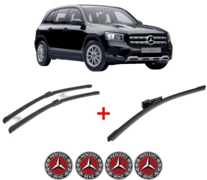 Set 3 stergatoare MERCEDES-BENZ GLB (X247) din 2019 - 2023, pentru parbriz si luneta fata si spate auto, Bosch Aerotwin, din cauciuc siliconat rezistent, 4 Stickere Auto MERCEDES-BENZ v6149