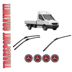 Set 3 stergatoare MERCEDES-BENZ SPRINTER 3,5-t Platform/Chassis (B906) din 2006-2018, pentru parbriz si luneta fata si spate auto, Bosch Aerotwin-Aerotwin, din cauciuc siliconat rezistent, 4 Stickere Auto MERCEDES-BENZ