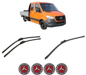 Set 3 stergatoare MERCEDES-BENZ SPRINTER 3,5-t Platform/Chassis (B907, B910) din 2020-2021, pentru parbriz si luneta fata si spate auto, Bosch Aerotwin-Aerotwin, din cauciuc siliconat rezistent, 4 Stickere Auto MERCEDES-BENZ - Img 2