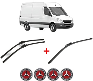 Set 3 stergatoare MERCEDES-BENZ SPRINTER 3,5-t Van (B906) din 2006 - 2018, pentru parbriz si luneta fata si spate auto, Bosch Aerotwin, din cauciuc siliconat rezistent, 4 Stickere Auto MERCEDES-BENZ v7109