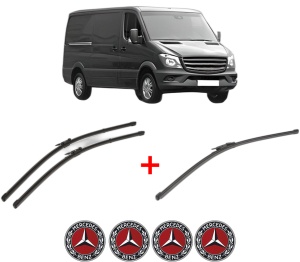 Set 3 stergatoare MERCEDES-BENZ SPRINTER 4,6-t Van (B906) din 2006 - 2018, pentru parbriz si luneta fata si spate auto, Valeo Silencio Xtrm, din cauciuc siliconat rezistent, 4 Stickere Auto MERCEDES-BENZ v14248
