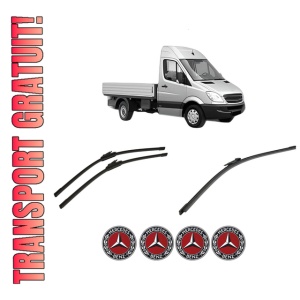 Set 3 stergatoare MERCEDES-BENZ SPRINTER 5-t Platform/Chassis (B906) din 2006-2018, pentru parbriz si luneta fata si spate auto, Bosch Aerotwin-Aerotwin, din cauciuc siliconat rezistent, 4 Stickere Auto MERCEDES-BENZ