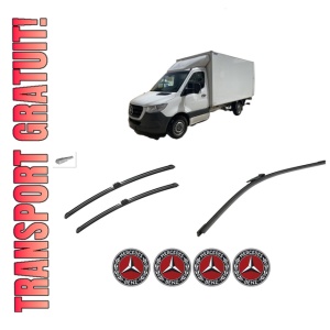 Set 3 stergatoare MERCEDES-BENZ SPRINTER 5-t Platform/Chassis (B907) din 2021-2022, pentru parbriz si luneta fata si spate auto, Bosch Aerotwin-Aerotwin, din cauciuc siliconat rezistent, 4 Stickere Auto MERCEDES-BENZ