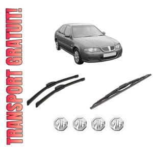 Set 3 stergatoare MG MG ZS din 2001-2005, pentru parbriz si luneta fata si spate auto, Bosch Twin-Aerotwin Retrofit, din cauciuc siliconat rezistent, 4 Stickere Auto MG