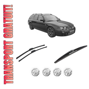 Set 3 stergatoare MG MG ZT- T din 2001-2005, pentru parbriz si luneta fata si spate auto, Bosch Twin-Aerotwin Retrofit, din cauciuc siliconat rezistent, 4 Stickere Auto MG