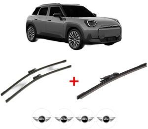 Set 3 stergatoare MINI MINI ACEMAN (J05) din 2024, pentru parbriz si luneta fata si spate auto, Bosch Aerotwin, din cauciuc siliconat rezistent, 4 Stickere Auto MINI v3749