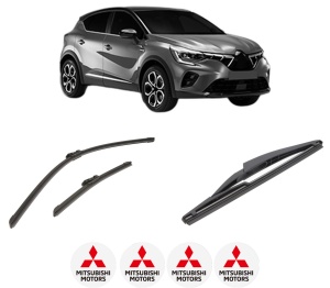 Set 3 stergatoare MITSUBISHI ASX (VSX_, VSE_) din 2023-2024, pentru parbriz si luneta fata si spate auto, Bosch Twin-Aerotwin, din cauciuc siliconat rezistent, 4 Stickere Auto MITSUBISHI - Img 2