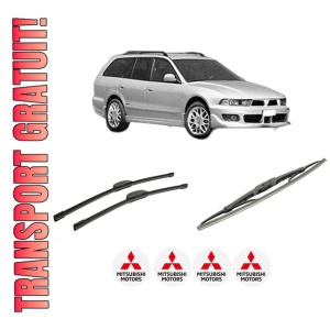 Set 3 stergatoare MITSUBISHI GALANT VIII Estate (EA_, EC_) din 1996-2003, pentru parbriz si luneta fata si spate auto, Bosch Twin-Aerotwin Retrofit, din cauciuc siliconat rezistent, 4 Stickere Auto MITSUBISHI