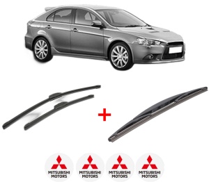 Set 3 stergatoare MITSUBISHI LANCER VIII Sportback (CX_A) din 2008, pentru parbriz si luneta fata si spate auto, Bosch Twin, din cauciuc siliconat rezistent, 4 Stickere Auto MITSUBISHI v4894