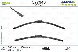 Set 3 stergatoare NISSAN JUKE (F15) din 2010 - 2019, pentru parbriz si luneta fata si spate auto, Valeo Silencio, din cauciuc siliconat rezistent, 4 Stickere Auto NISSAN v14453