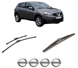 Set 3 stergatoare NISSAN QASHQAI I VAN (J10) din 2013-2014, pentru parbriz si luneta fata si spate auto, Bosch Twin-Aerotwin, din cauciuc siliconat rezistent, 4 Stickere Auto NISSAN - Img 2