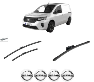 Set 3 stergatoare NISSAN TOWNSTAR EVALIA MPV (XFK) din 2024, pentru parbriz si luneta fata si spate auto, Bosch Aerotwin-Aerotwin, din cauciuc siliconat rezistent, 4 Stickere Auto NISSAN - Img 2