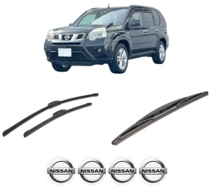 Set 3 stergatoare NISSAN X-TRAIL VAN (T31) din 2011-2014, pentru parbriz si luneta fata si spate auto, Bosch Twin-Aerotwin Retrofit, din cauciuc siliconat rezistent, 4 Stickere Auto NISSAN - Img 2