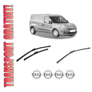 Set 3 stergatoare OPEL COMBO Box Body/MPV (X12) din 2012-2016, pentru parbriz si luneta fata si spate auto, Bosch Aerotwin-Aerotwin, din cauciuc siliconat rezistent, 4 Stickere Auto OPEL