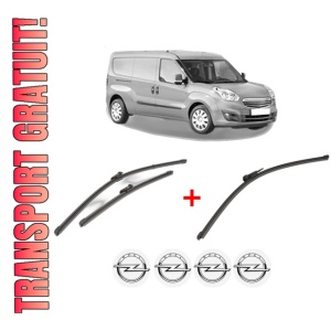 Set 3 stergatoare OPEL COMBO Box Body/MPV (X12) din 2012, pentru parbriz si luneta fata si spate auto, Valeo Silencio Xtrm, din cauciuc siliconat rezistent, 4 Stickere Auto OPEL