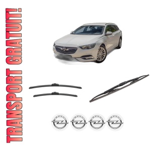 Set 3 stergatoare OPEL INSIGNIA B Country Tourer (Z18) din 2017-2018, pentru parbriz si luneta fata si spate auto, Bosch Twin-Aerotwin, din cauciuc siliconat rezistent, 4 Stickere Auto OPEL