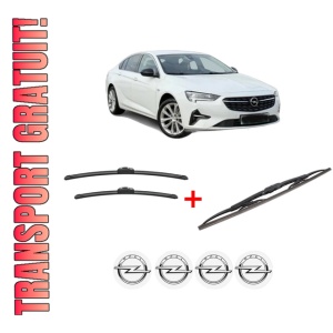 Set 3 stergatoare OPEL INSIGNIA B Grand Sport (Z18) din 2017, pentru parbriz si luneta fata si spate auto, Bosch Twin, din cauciuc siliconat rezistent, 4 Stickere Auto OPEL