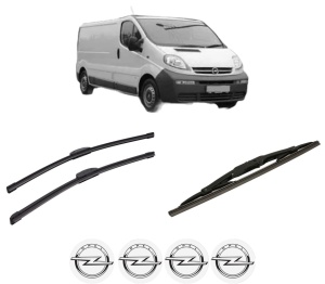 Set 3 stergatoare OPEL VIVARO A Van (X83) din 2001-2014, pentru parbriz si luneta fata si spate auto, Bosch Twin-Aerotwin Retrofit, din cauciuc siliconat rezistent, 4 Stickere Auto OPEL - Img 2