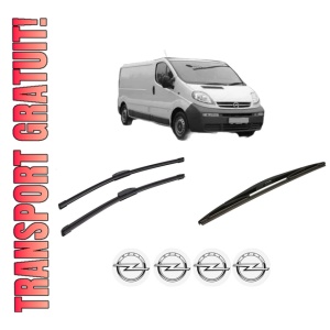 Set 3 stergatoare OPEL VIVARO A Van (X83) din 2001-2014, pentru parbriz si luneta fata si spate auto, Bosch Twin-Aerotwin Retrofit, din cauciuc siliconat rezistent, 4 Stickere Auto OPEL
