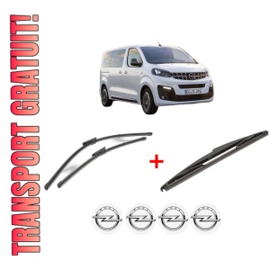 Set 3 stergatoare OPEL ZAFIRA LIFE Bus (K0) din 2019, pentru parbriz si luneta fata si spate auto, Valeo Silencio, din cauciuc siliconat rezistent, 4 Stickere Auto OPEL
