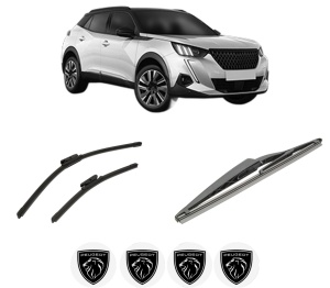 Set 3 stergatoare PEUGEOT 2008 II (UD_, US_, UY_, UJ_, UR_, UC_) din 2019-2021, pentru parbriz si luneta fata si spate auto, Bosch Twin-Aerotwin, din cauciuc siliconat rezistent, 4 Stickere Auto PEUGEOT - Img 2