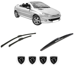 Set 3 stergatoare PEUGEOT 206 CC (2D) din 2000-2007, pentru parbriz si luneta fata si spate auto, Bosch Twin-Aerotwin Retrofit, din cauciuc siliconat rezistent, 4 Stickere Auto PEUGEOT - Img 2