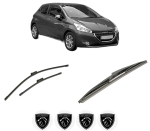 Set 3 stergatoare PEUGEOT 208 Hatchback Van (CR_) din 2013-2019, pentru parbriz si luneta fata si spate auto, Bosch Twin-Aerotwin, din cauciuc siliconat rezistent, 4 Stickere Auto PEUGEOT - Img 2