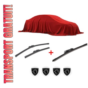 Set 3 stergatoare PEUGEOT 5008 III (KA_, KB_, KC_) din 2024, pentru parbriz si luneta fata si spate auto, Bosch Aerotwin, din cauciuc siliconat rezistent, 4 Stickere Auto PEUGEOT