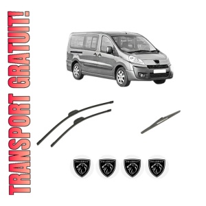 Set 3 stergatoare PEUGEOT EXPERT TEPEE (VF3X_) din 2007-2016, pentru parbriz si luneta fata si spate auto, Bosch Twin-Aerotwin Retrofit, din cauciuc siliconat rezistent, 4 Stickere Auto PEUGEOT